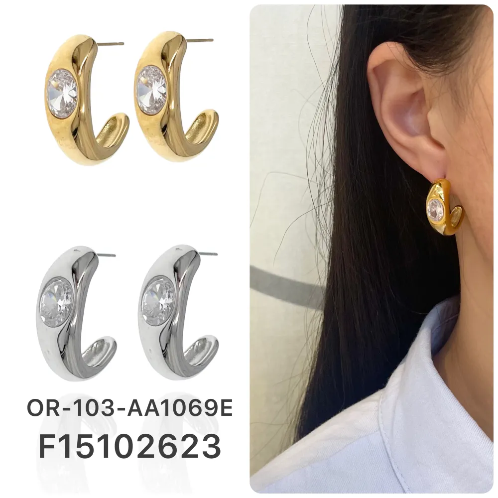 Cerchio con Punto Luce-Orecchini in Acciaio - OR-103-AA1069E