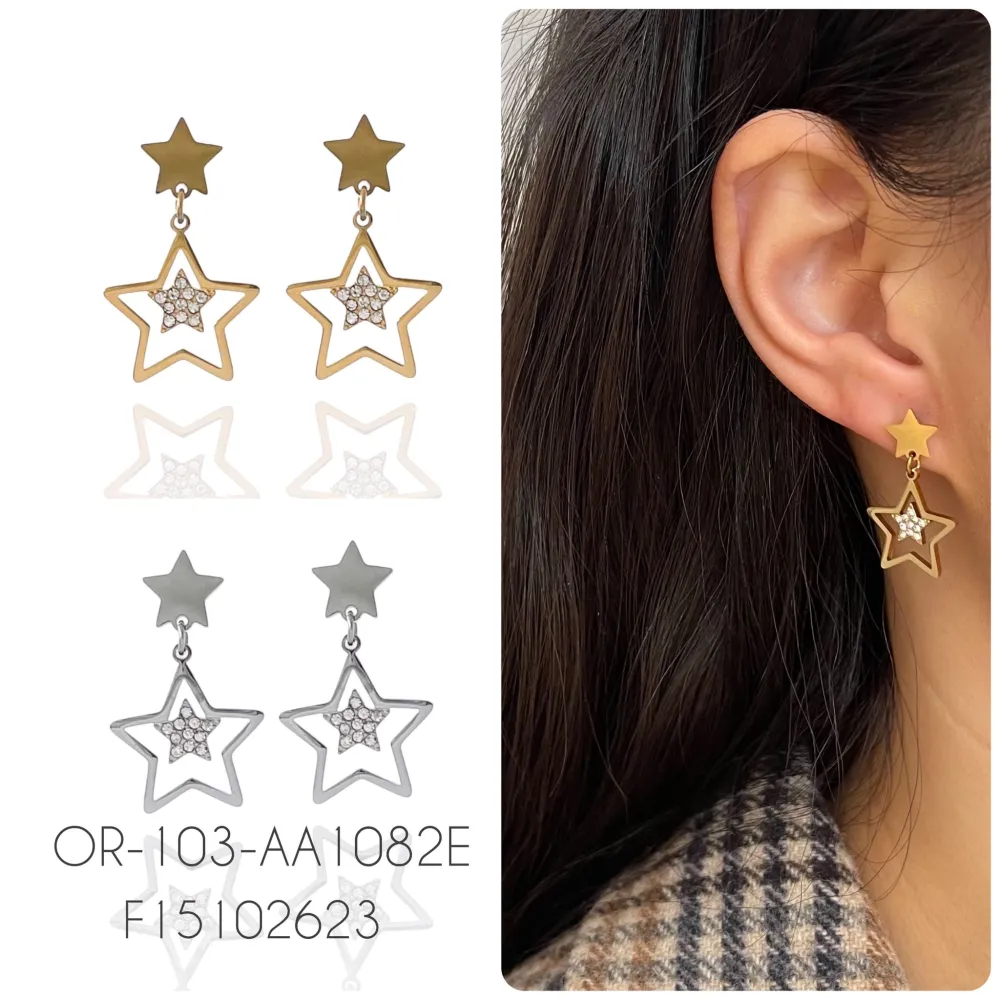 Stella-Orecchini Pendenti in Acciaio - OAP-103-AA1082E