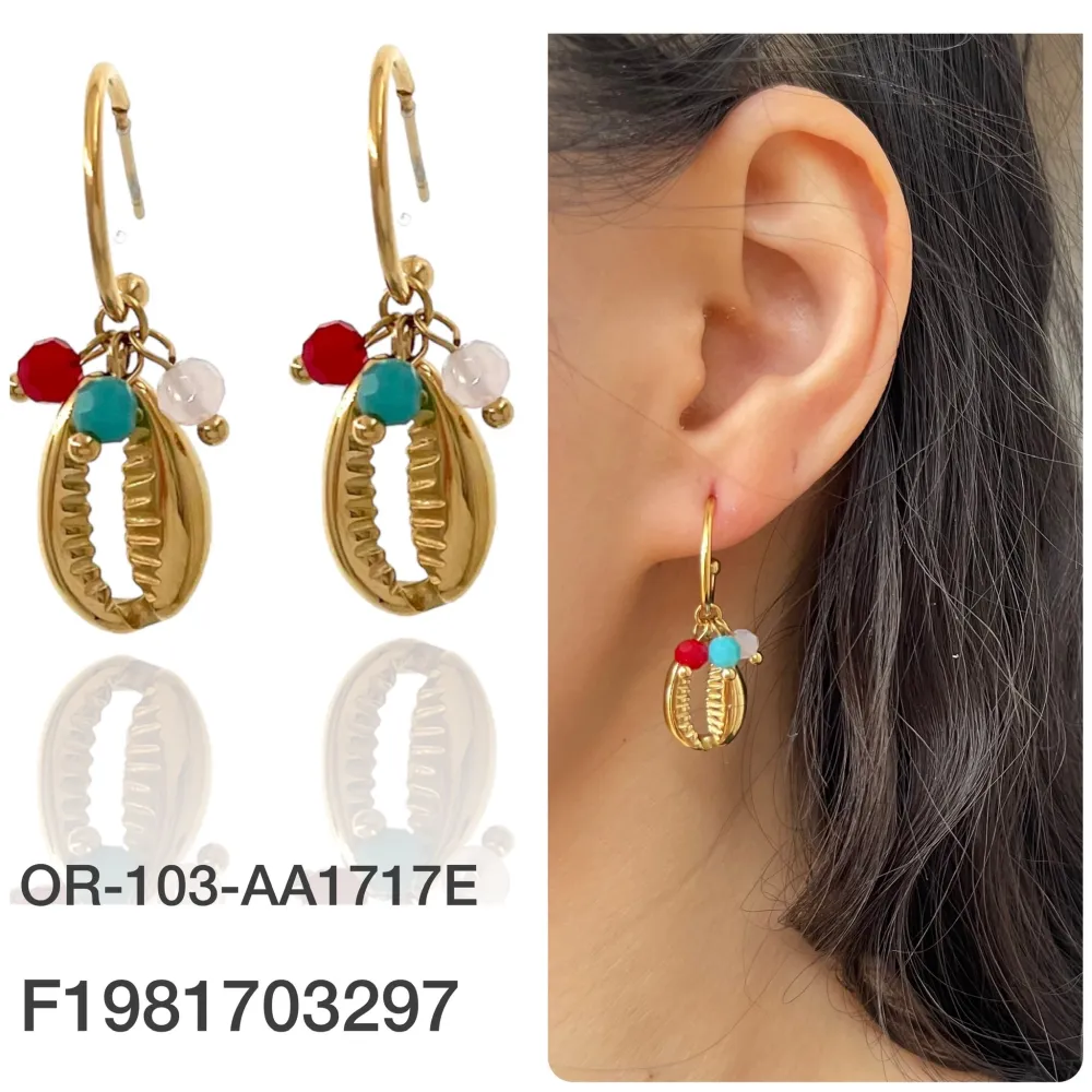 Cerchio con Conchiglia-Orecchini in Acciaio - OAP-103-AA1717E