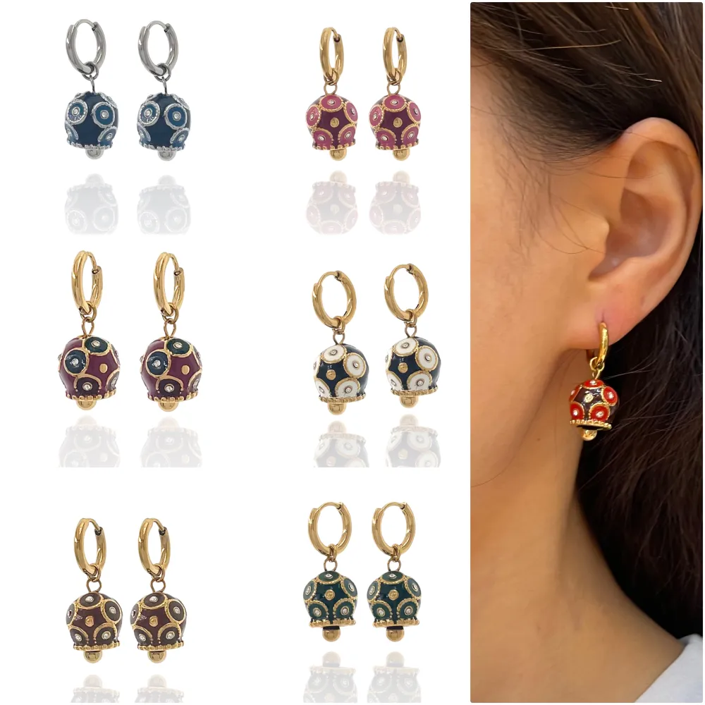 Cerchio con Campanello-Orecchini in Acciaio - OAP-103-AA1732E