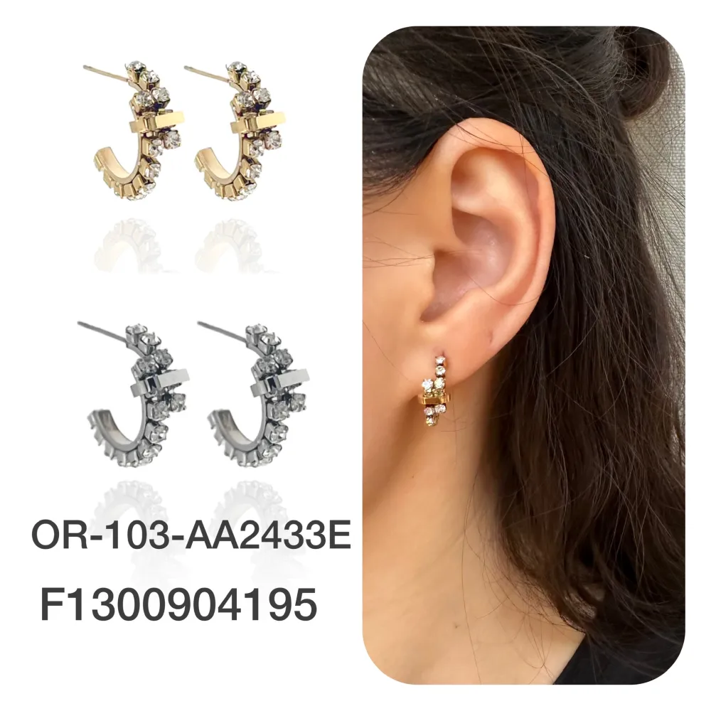 Cerchio con Zirconia-Orecchini in Acciaio - OAP-103-AA2433E