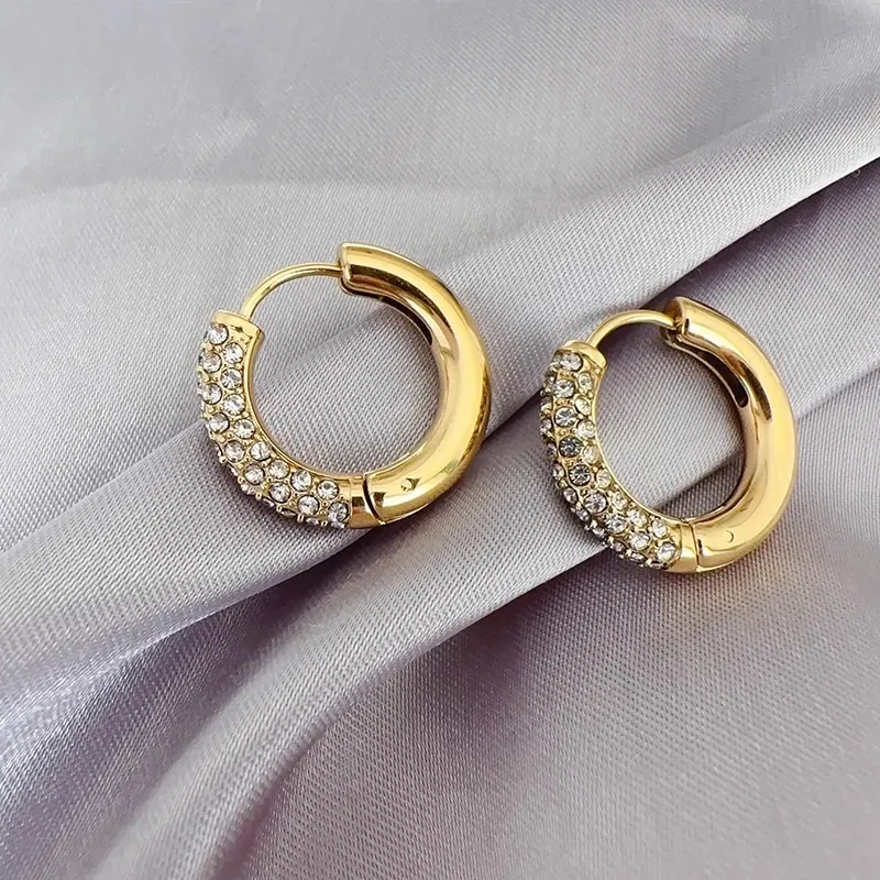 Cerchio in Acciaio con Strass-Orecchini in Acciaio - OAP-103-AA3342E