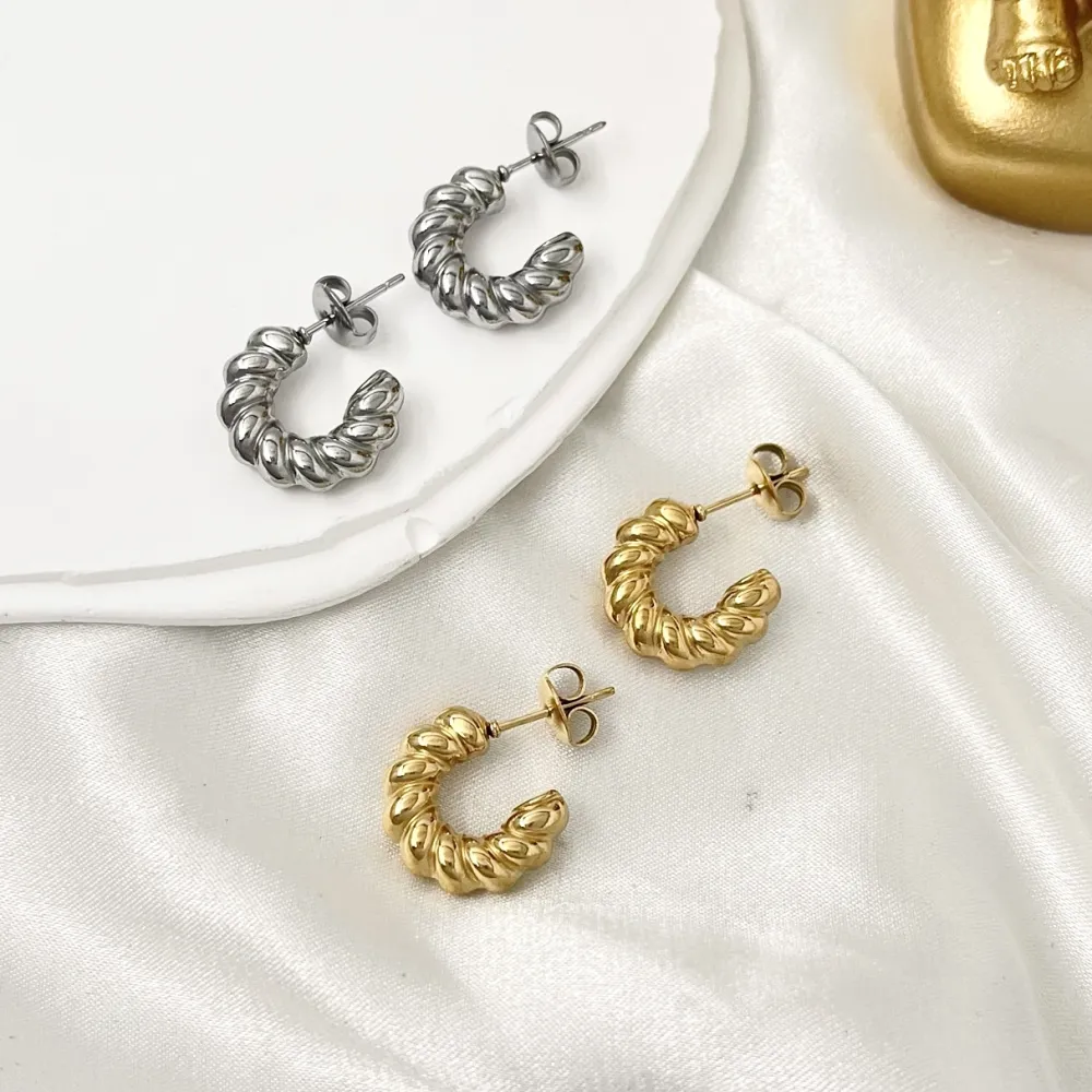 Cerchio Lavorato-Orecchini a Cerchio in Acciaio - OAP-103-AA3351E