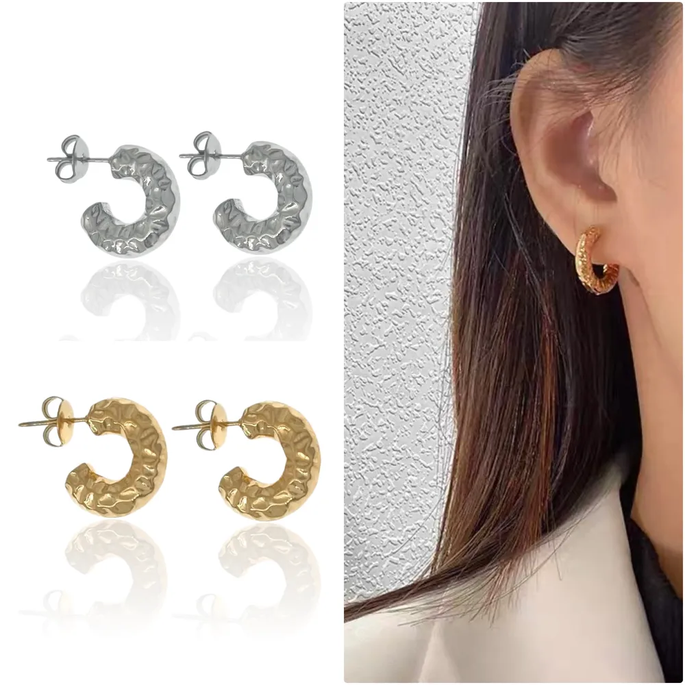 Cerchio Lavorato-Orecchini a Cerchio in Acciaio - OR-103-AA3352E