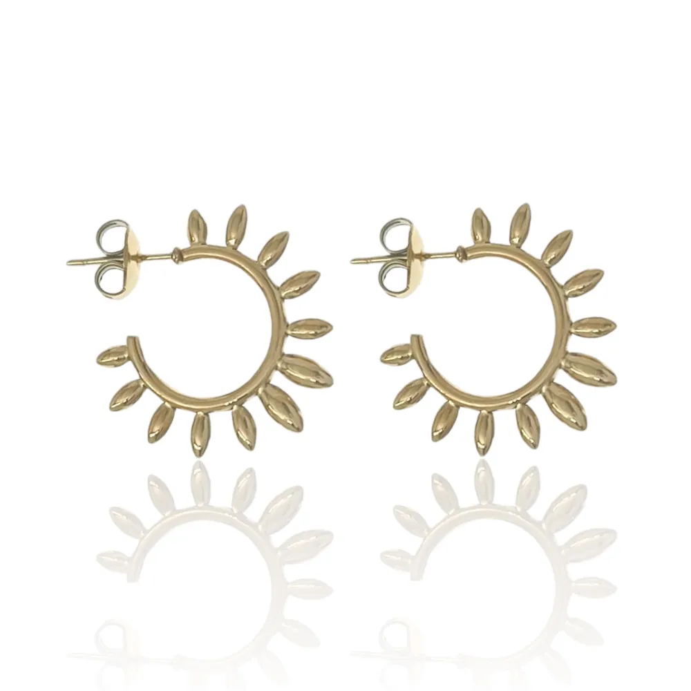 Cerchio Lavorato-Orecchini a Cerchio in Acciaio - OR-103-AA3353E (Oro Giallo)