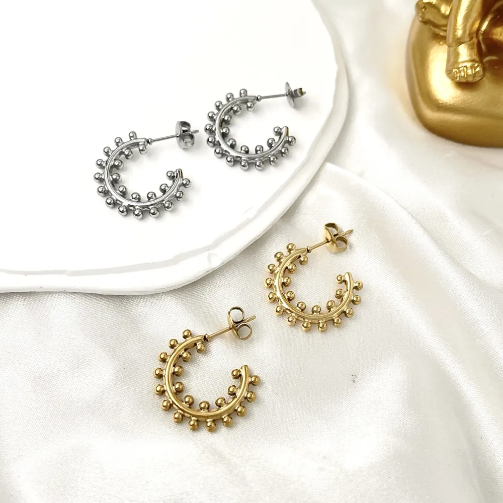 Cerchio Lavorato-Orecchini a Cerchio in Acciaio - OR-103-AA3354E