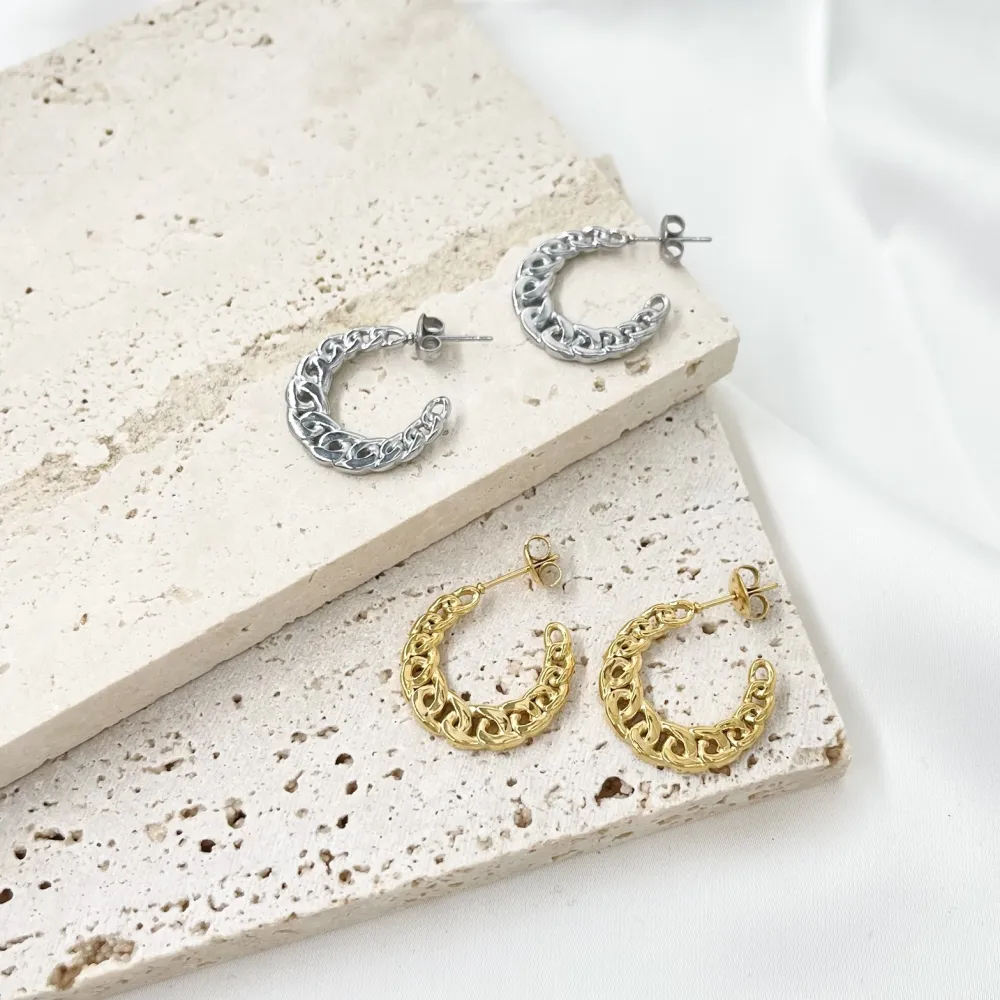 Cerchio Lavorato-Orecchini a Cerchio in Acciaio - OR-103-AA3355E