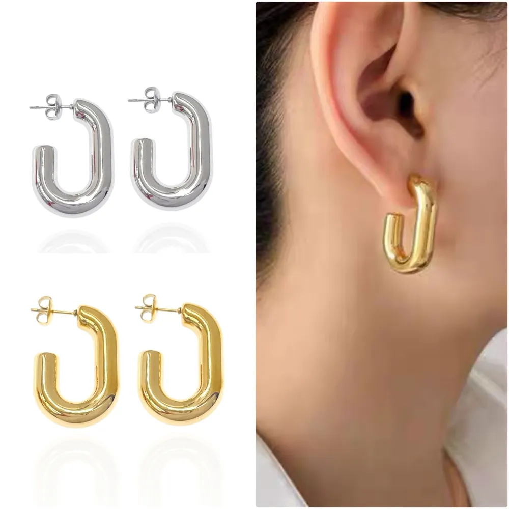 Cerchio Ovale-Orecchini in Acciaio - OAP-103-AA3691E