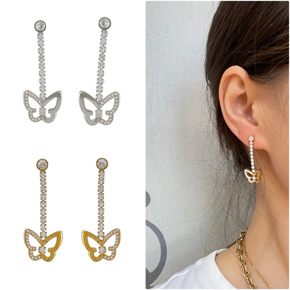 Tennis con Farfalla-Orecchini in Acciaio - OAP-103-AA4203E