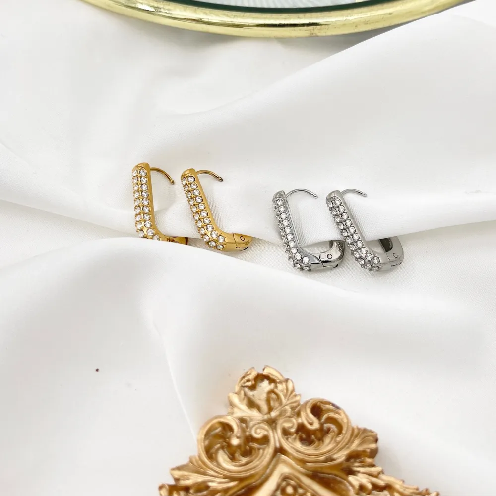 Cerchio Ovale con Zirconia-Orecchini in Acciaio - OAP-103-AA5011E