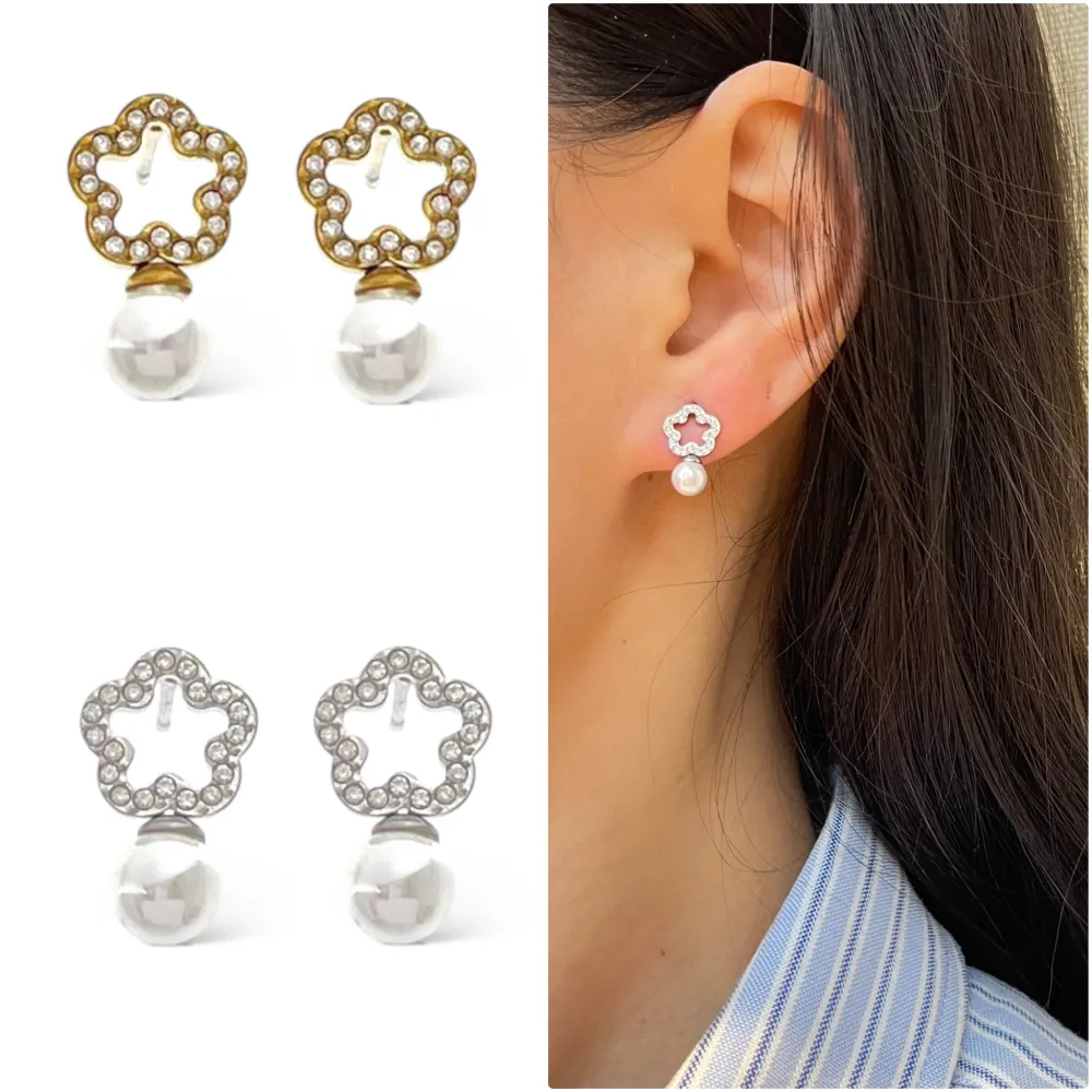 Fiore Perla -Orecchini in Acciaio - OAP-103-AA5038E