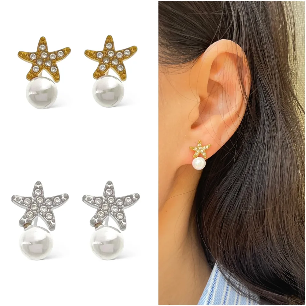 Stella Marina Perla -Orecchini in Acciaio - OAP-103-AA5055E