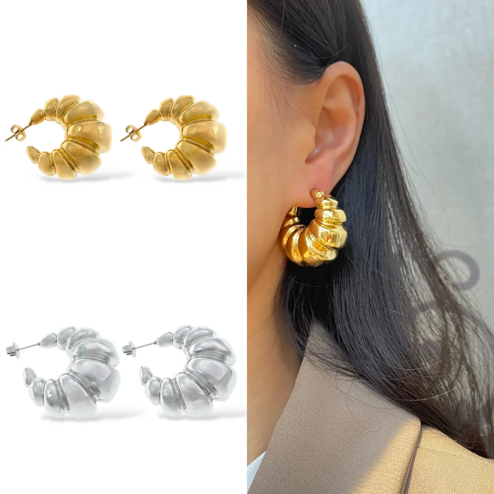 Cerchio bombato 12x30mm-Orecchini in Acciaio - OR-103-AA5555E