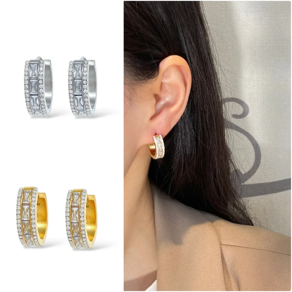 Cerchio con Zirconia-Orecchini in Acciaio - OAP-103-AA5774E