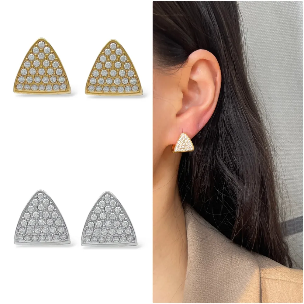 Triangolo con Zirconia-Orecchini in Acciaio - OAP-103-AA5775E