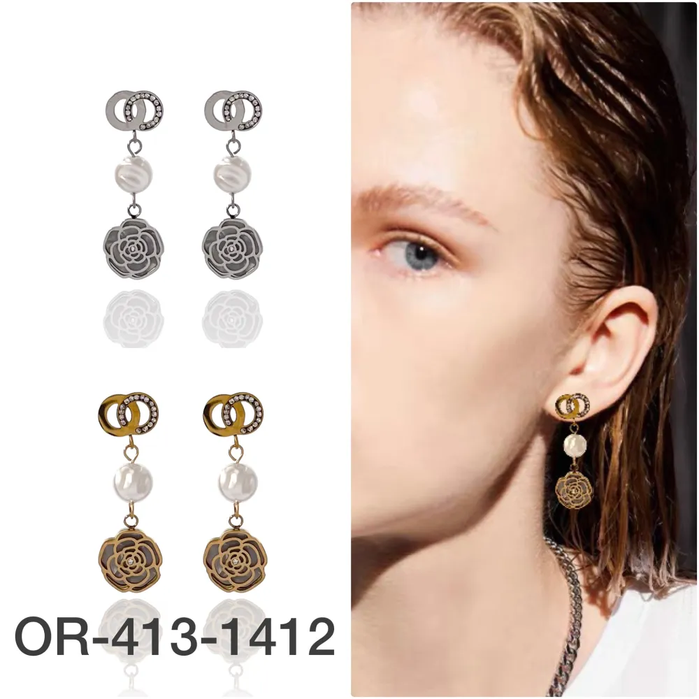 Rosa-Orecchini in Acciaio - OAP-413-1412