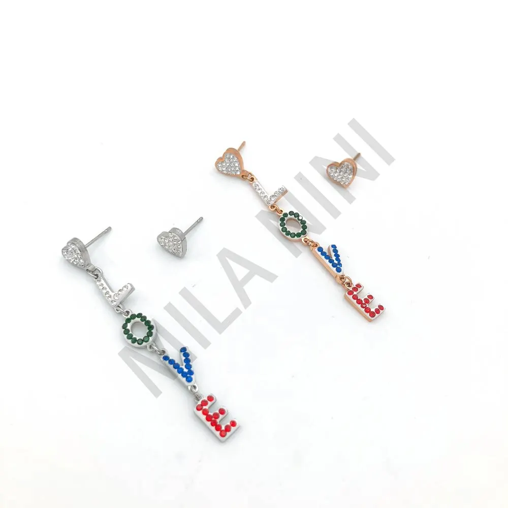 (3 pezzi) Orecchini pendenti in acciaio - OAP-413-195