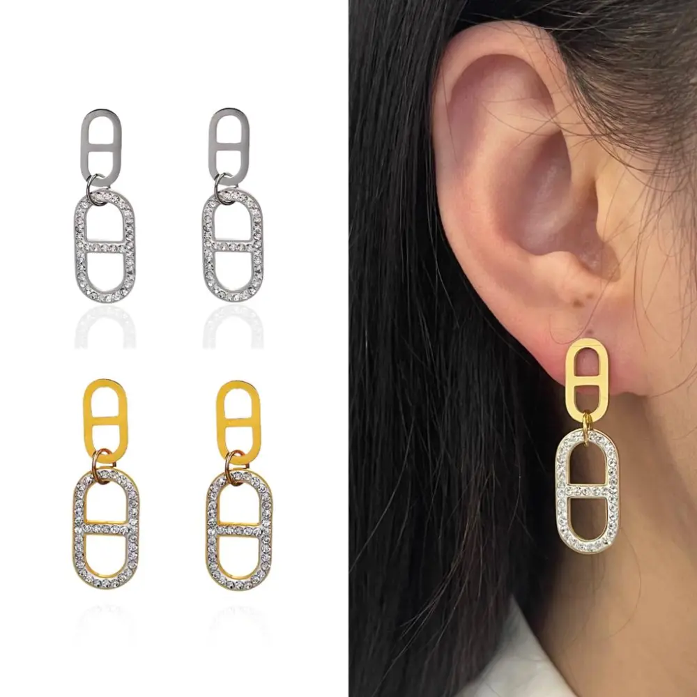 Ovale-Orecchini in Acciaio - OAP-413-2101