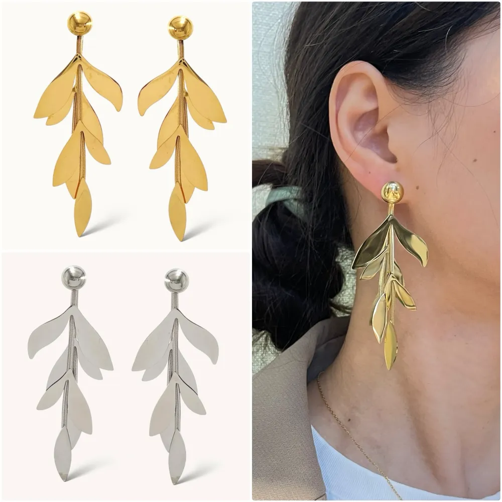 Foglia -Orecchini in Acciaio - OR-413-2408-2