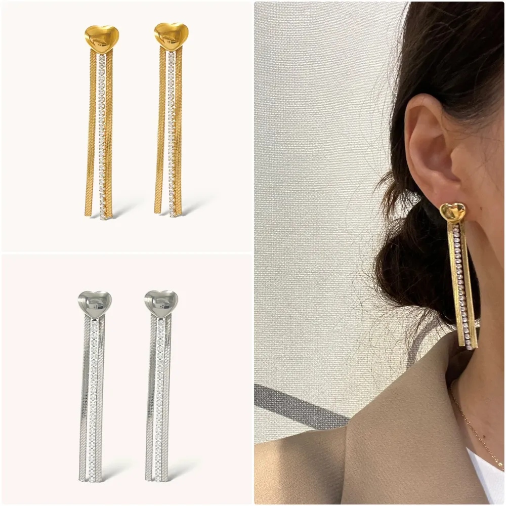 Cuore e Napine -Orecchini in Acciaio - OAP-413-2420