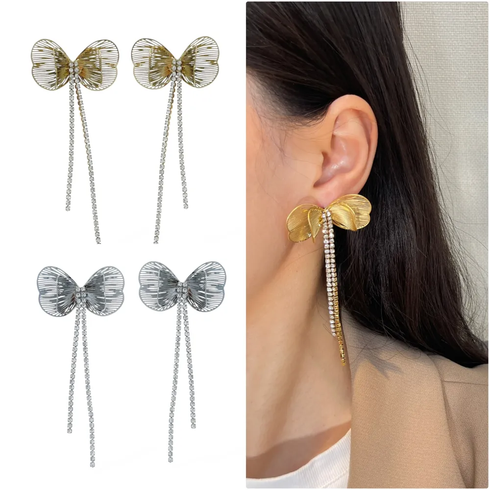 Farfalla con Tennis -Orecchini in Acciaio - OAP-413-2491