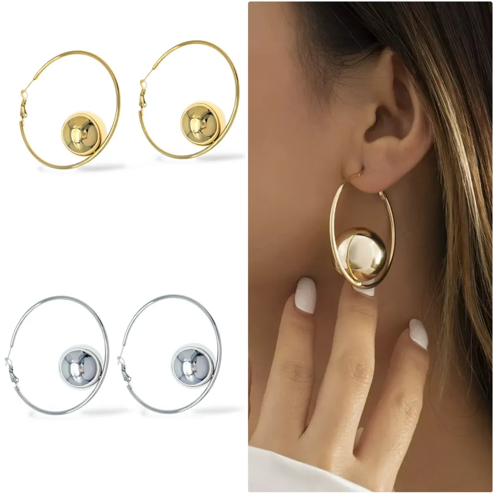 Cerchio con Pallina-Orecchini in Acciaio - OAP-413-2498