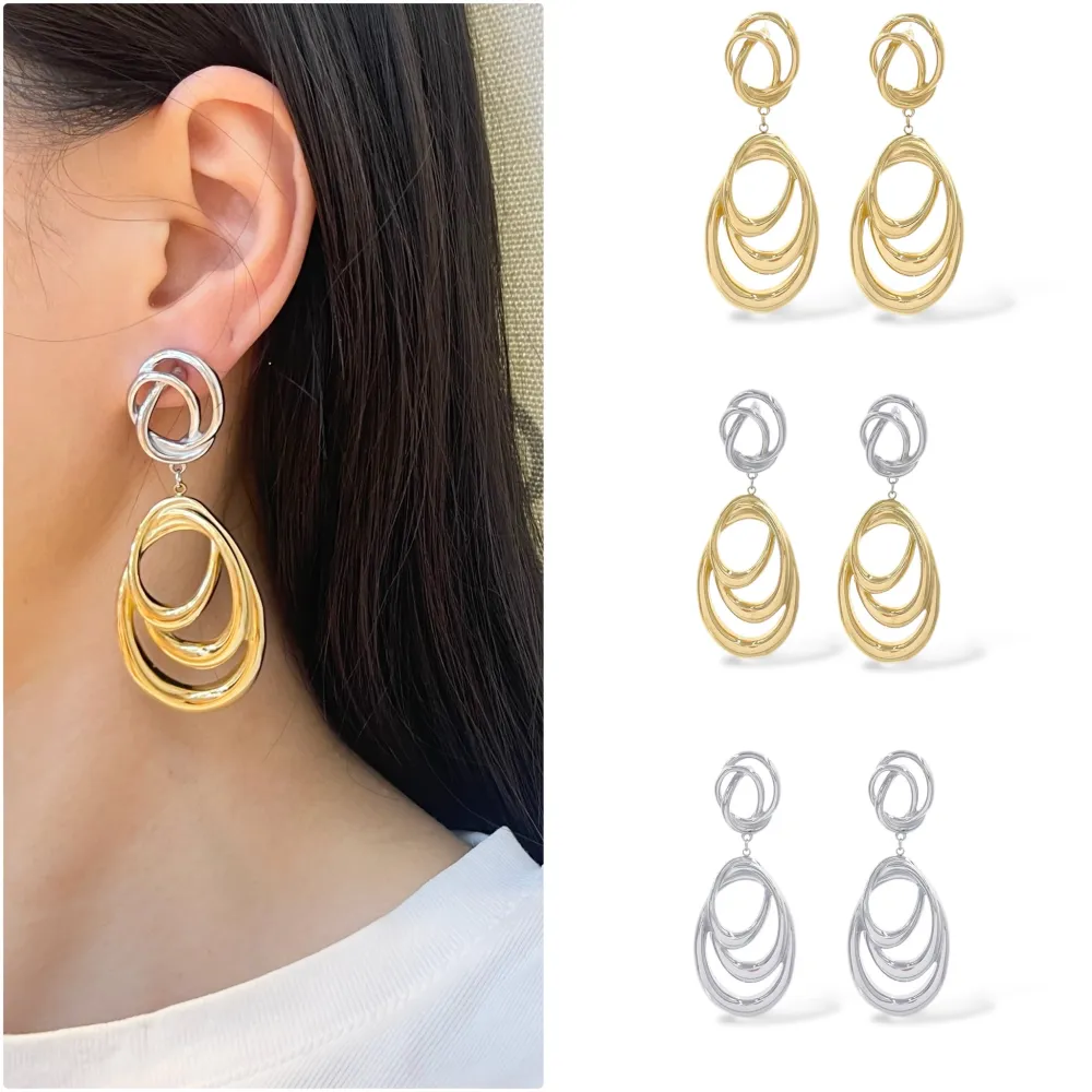 Cerchio Ovale -Orecchini in Acciaio - OR-413-506 (Argento)