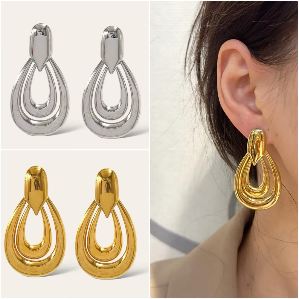 Doppia Goccia -Orecchini in Acciaio - OR-413-6167