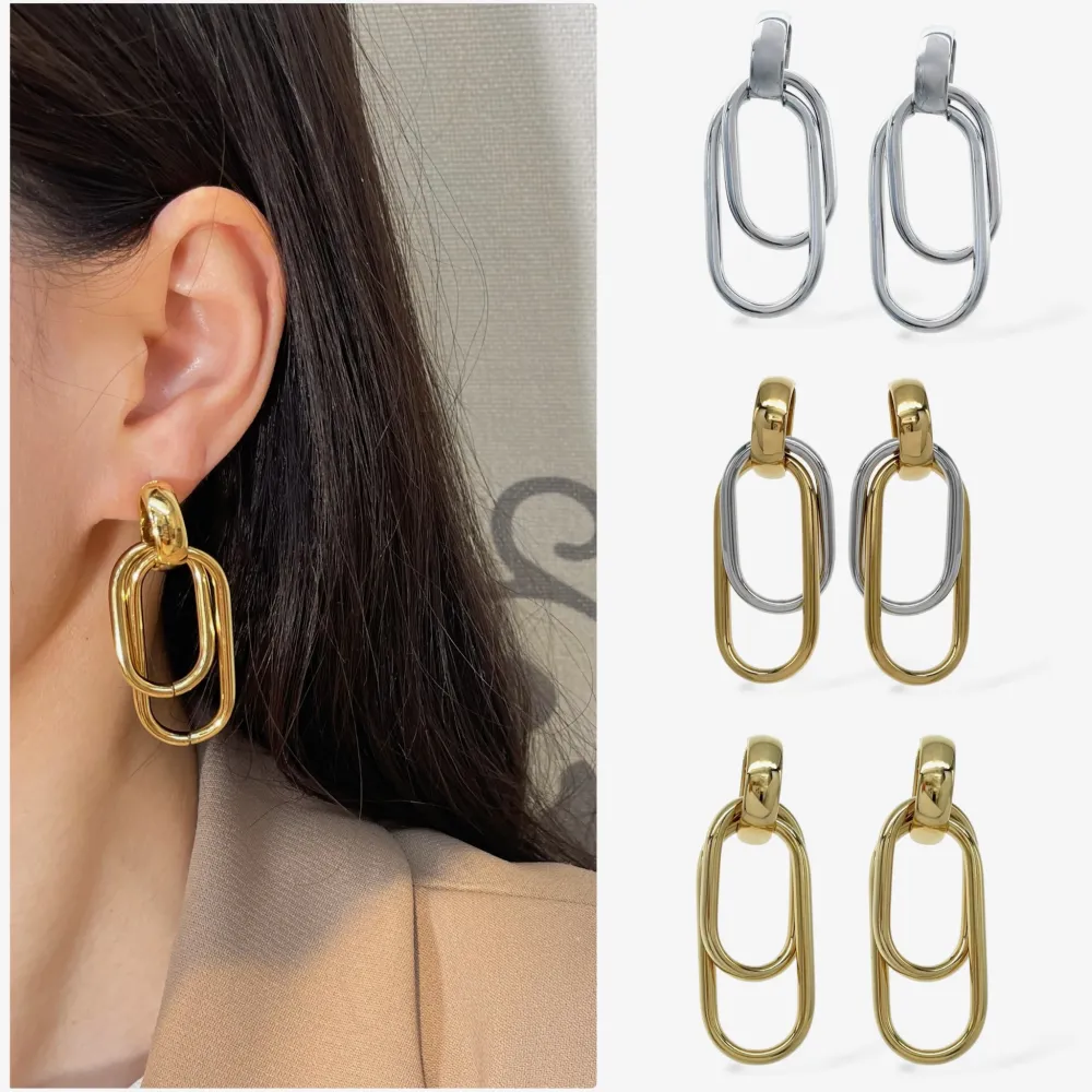 Doppio Ovale -Orecchini in Acciaio - OR-413-7066