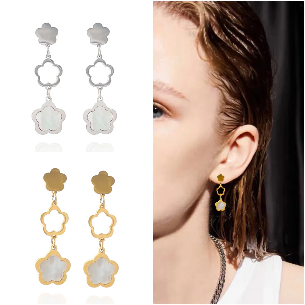 Fiore-Orecchini in Acciaio - OAP-413-910 (Oro Giallo)