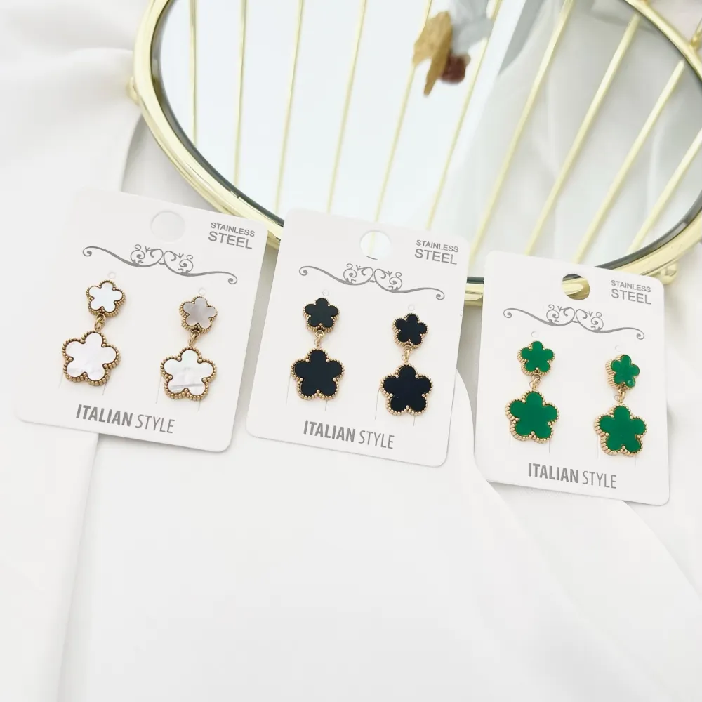 Doppio Fiore-Orecchini in Acciaio - OAP-413-916