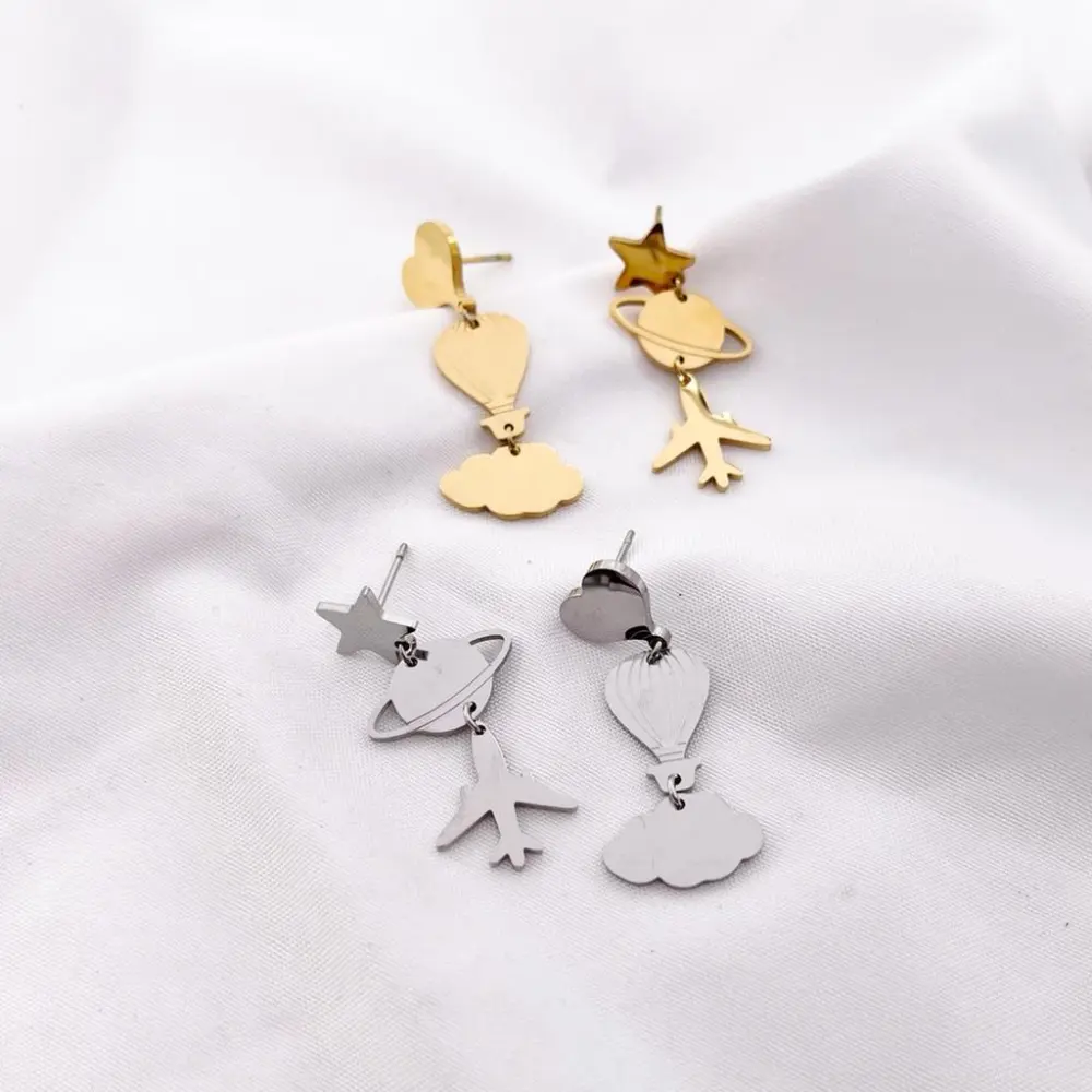 Mongolfiera Pianeta-Orecchini in Acciaio - OAP-413-932