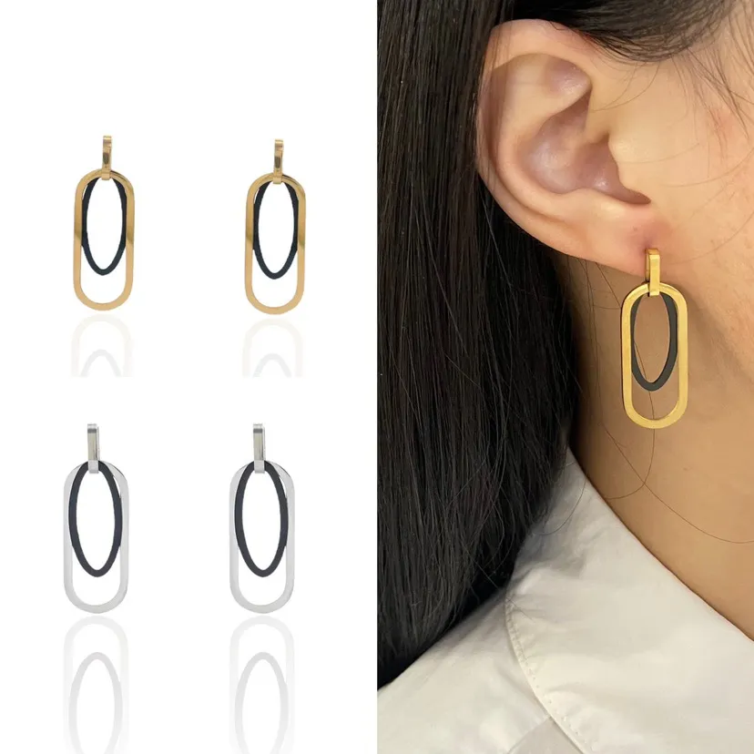 Doppio Ovale-Orecchini in Acciaio - OAP-413-937 (Acciaio)