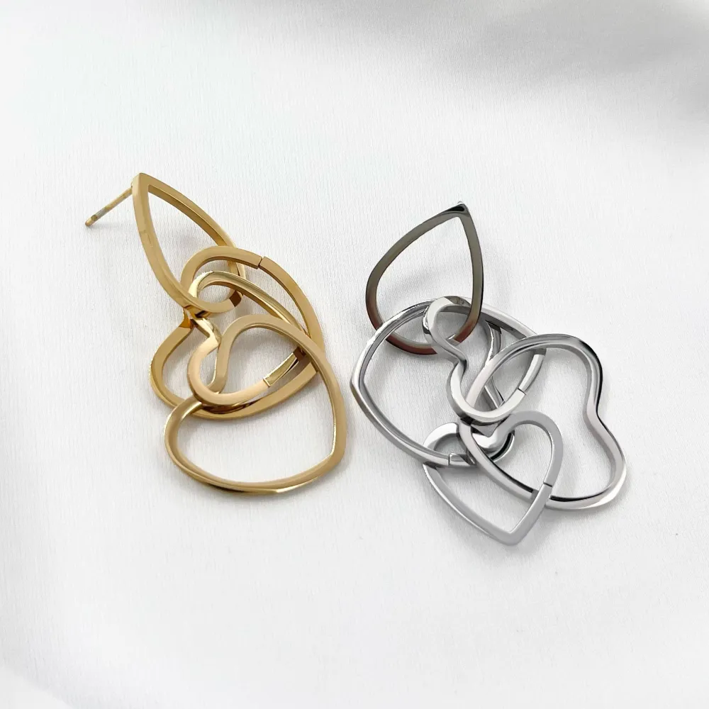 Cuore Vuoto -Orecchini in Acciaio - OAP-413-961 (Oro Giallo)