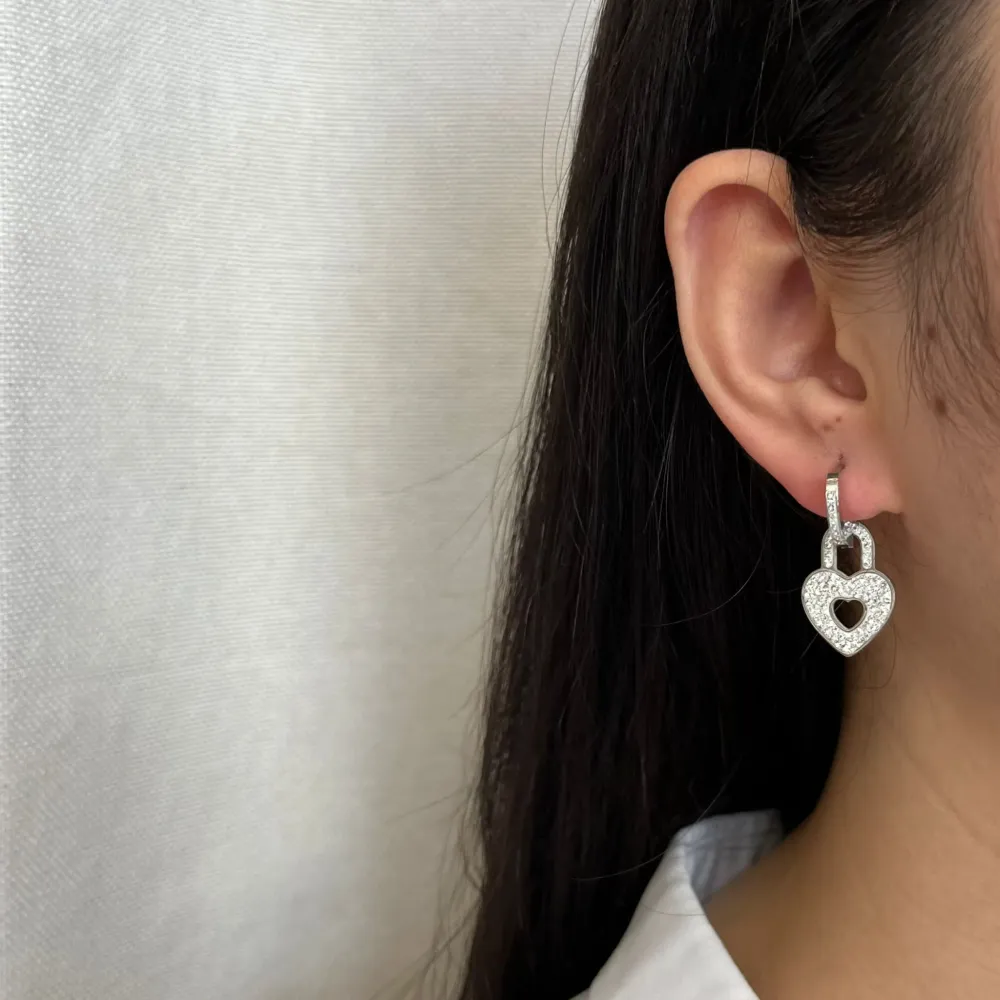 Lucchetto Cuore -Orecchini in Acciaio - OAP-413-966c (Oro Giallo)