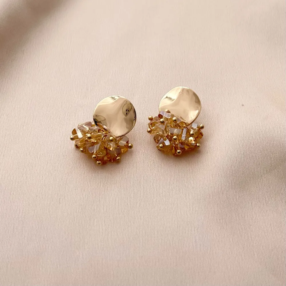 Bottone con Cristalli-Orecchini in Acciaio - OAP-428-11