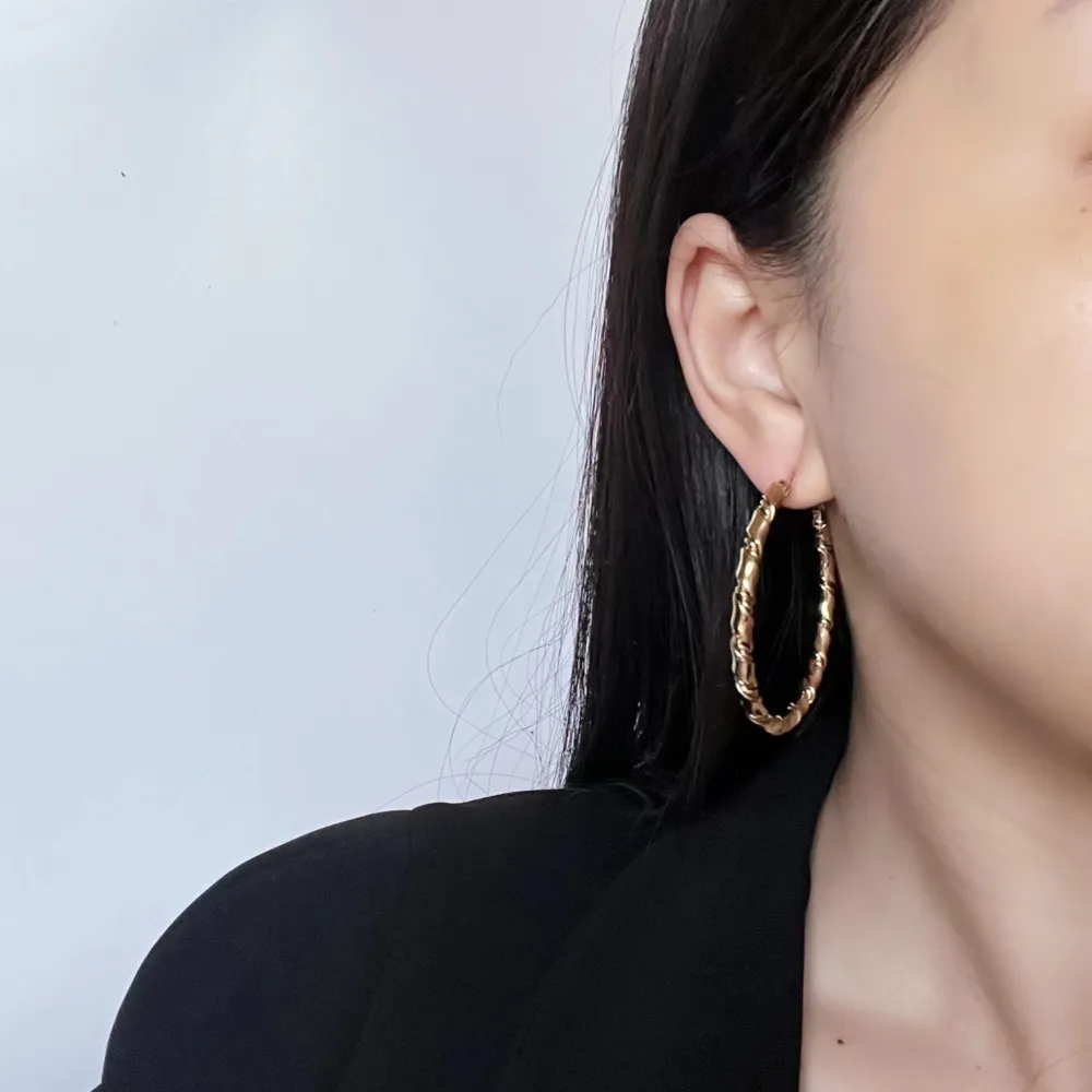 Torchon 50mm-Orecchini a Cerchio in Acciaio - OAP-445-029 (Oro Giallo)