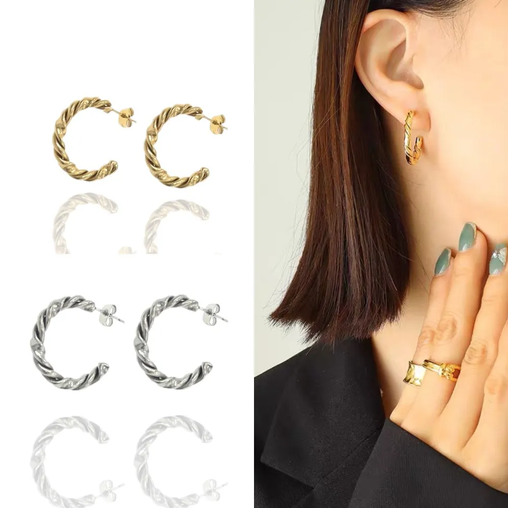 Cerchio Intrecciato -Orecchini in Acciaio - OR-445-12