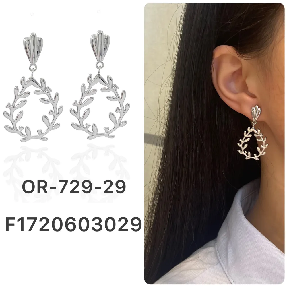 Foglia a Goccia-Orecchini in Acciaio - OR-729-29