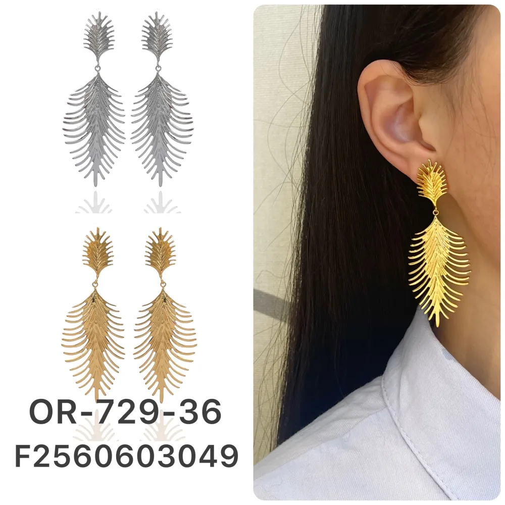 Foglia-Orecchini in Acciaio - OR-729-36