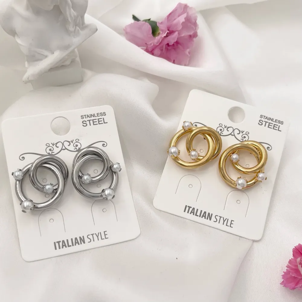 Cerchio con Perla-Orecchini in Acciaio - OAP-729-40