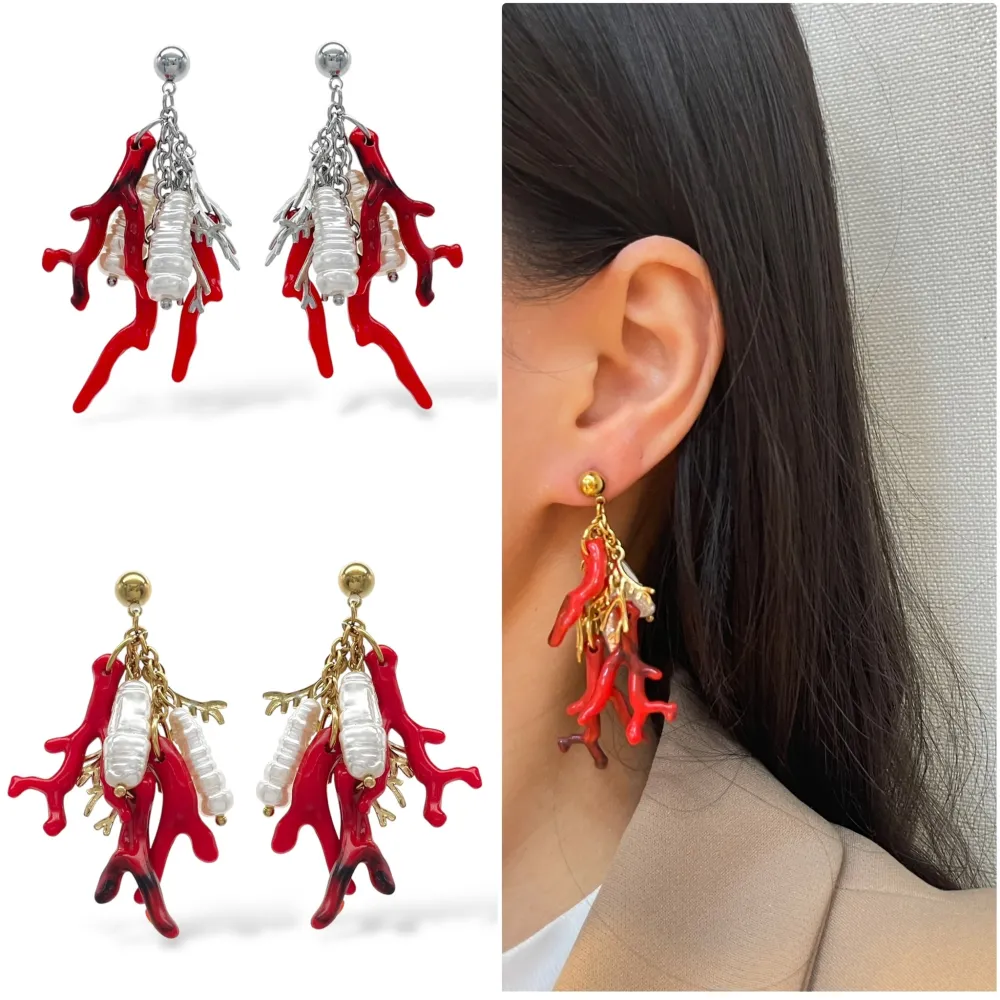 Corallo-Orecchini in Acciaio - OAP-732-409