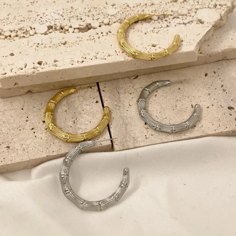 Cerchio Lavorato 35mm-Orecchini in Acciaio - OR-732-92 35mm