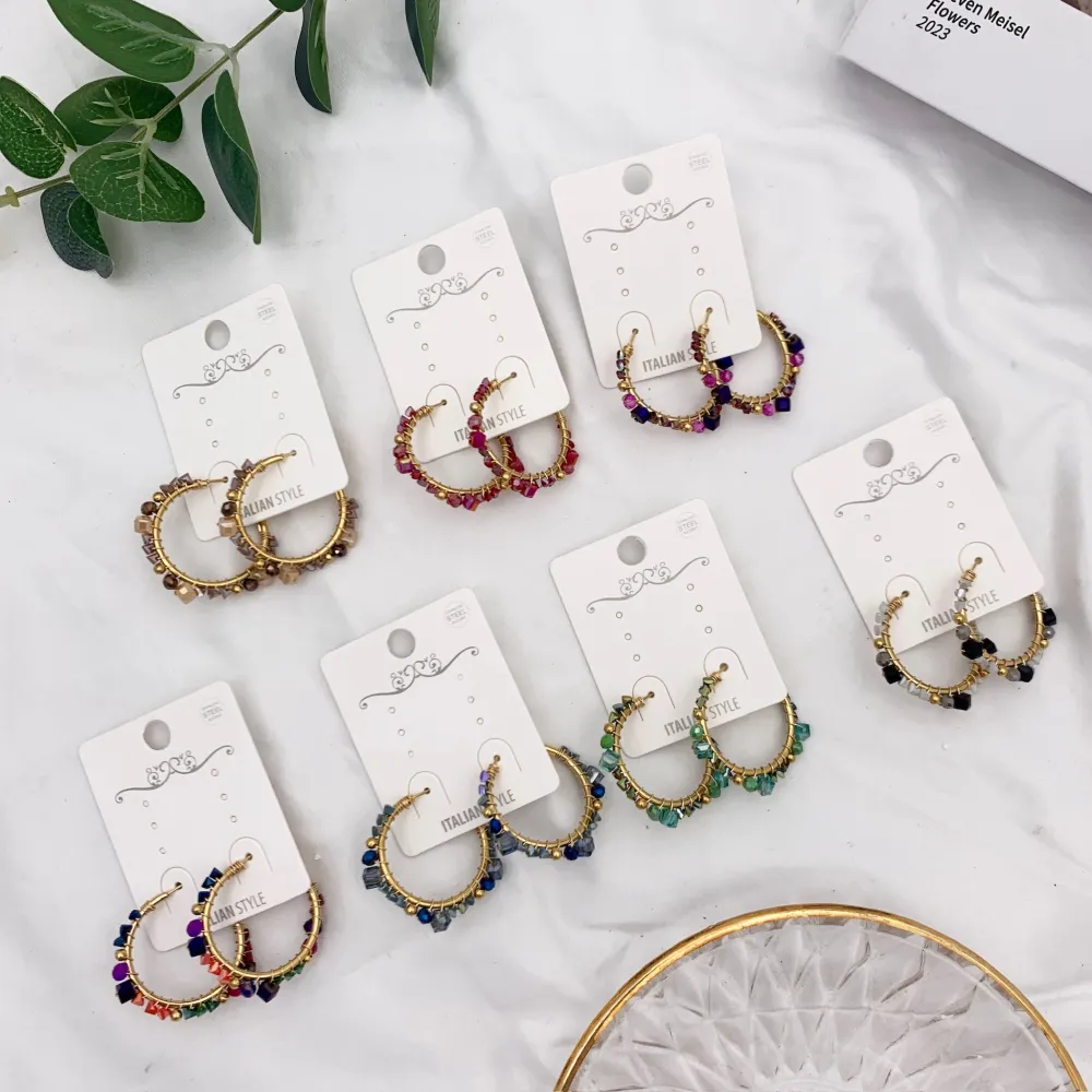 Cerchio con Cristalli-Orecchini in Acciaio - OAP-735-34