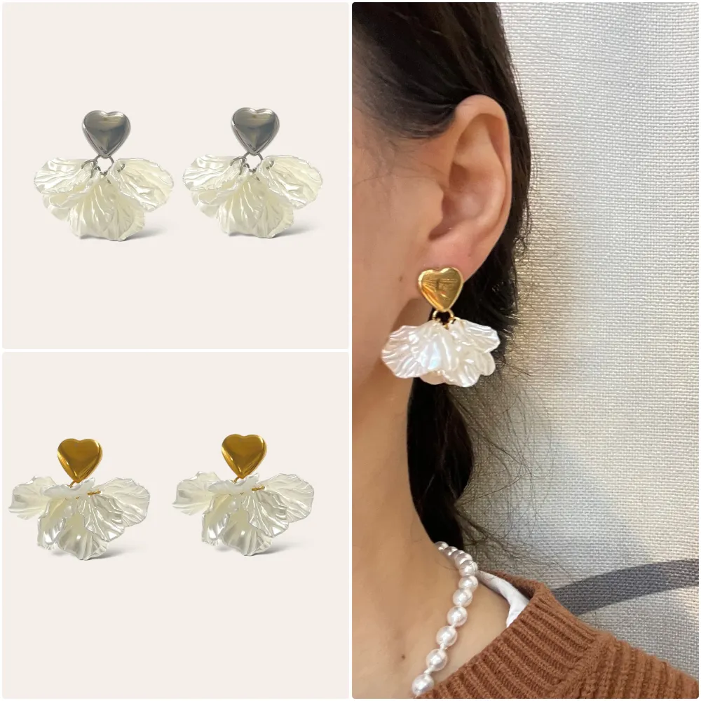 Cuore Petali-Orecchini in Acciaio - OAP-760-09