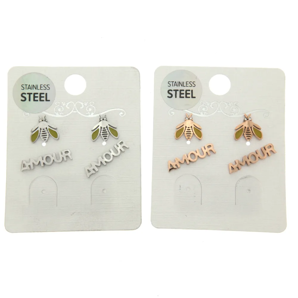 Ape Amour 3266 - Orecchini Bis a lobo in Acciaio - OAP3266-Ape Amour- Orecchini Bis a lobo in Acciaio