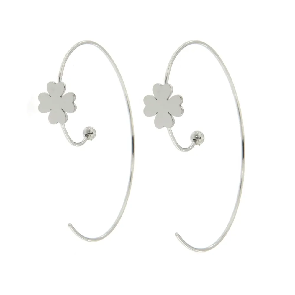 OAP6815-Chiocciola con Quadrifoglio- Orecchini in Acciaio - OAP6815-Chiocciola con Quadrifoglio- Orecchini in Acciaio