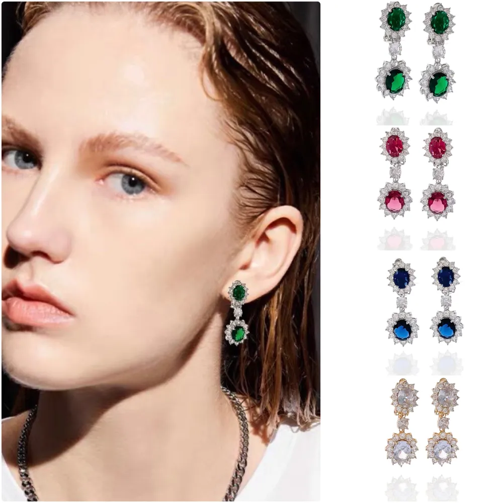 Ovale-Orecchini a Clip con Zirconia - OMK-506-213