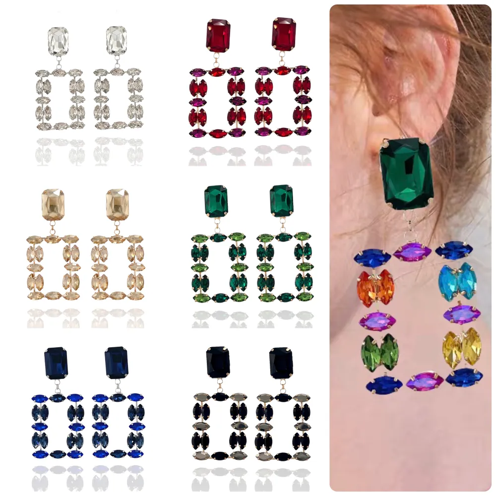 Rettangolare-Orecchini Moda Vetro - OMM-159-22461