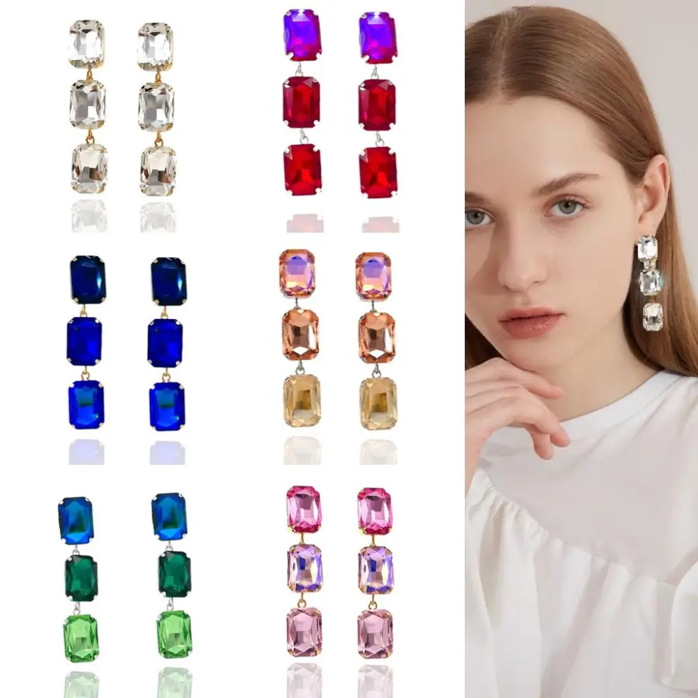 Rettangolare Pendente-Orecchini Moda - OMM-321-2812